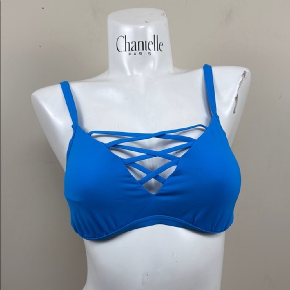 SEAFOLLY blue strappy top underwire bikini top  14DD